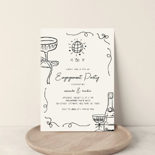 Invitation Fun Fun Français Whimsical Main Drag Engagement Pa