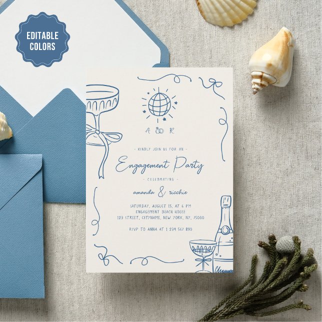 Invitation Fun Fun Français Whimsical Main Drag Engagement Pa (Créateur téléchargé)