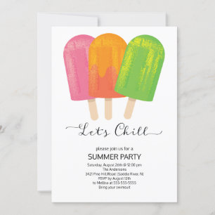 Invitation Fun Fun Let's Chill Ice Pops fête d'été