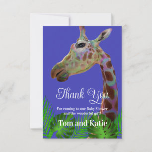 Invitation Fun funky coloré Giraffe Baby shower merci