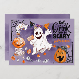 Invitation Fun Ghost, Jack OLantern, Bat Halloween Party