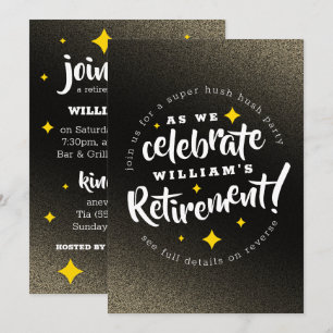 Invitation Fun Gold Glitter Stars Retirement New Adventures