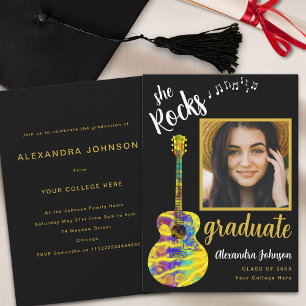 Invitation Fun Graduate Photo Gold Script Graduation Party