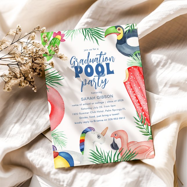 Invitation Fun Graduation Pool Party (Créateur téléchargé)