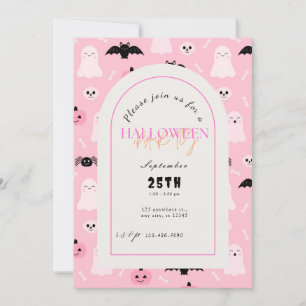 Invitation Fun Halloween Citrouilles et Bat soirée à thème