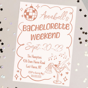 Invitation Fun Hand Drake Disco Bachelorette Party Week-end