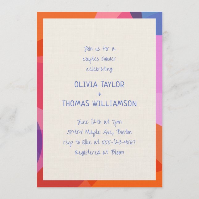 Invitation Fun Handwritten Colorful Modern Couples Shower (Devant)