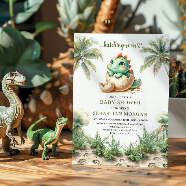 Invitation Fun Hatching Soon Dinosaur Baby Shower Template (Fun Hatching Soon Dinosaur Baby Shower Template)