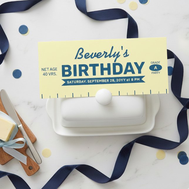 Invitation Fun Iconic Stick of Butter Grade A Birthday (Butterlicious birthday invitation! Stick of butter invite in a unique shape.)