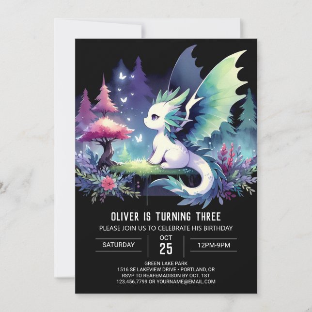 Invitation Fun Imaginaire Dragon Anniversaire (Devant)
