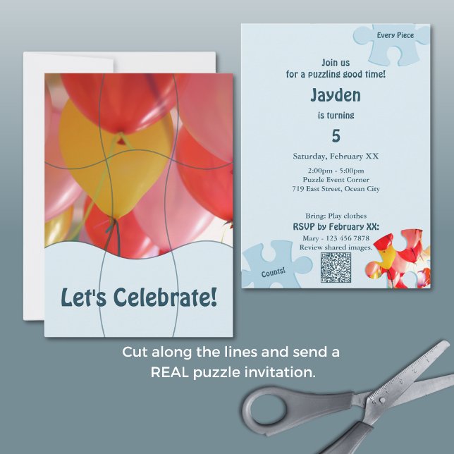 Invitation Fun Jigsaw Puzzle Themed Birthday 9pc Custom Photo (Créateur téléchargé)