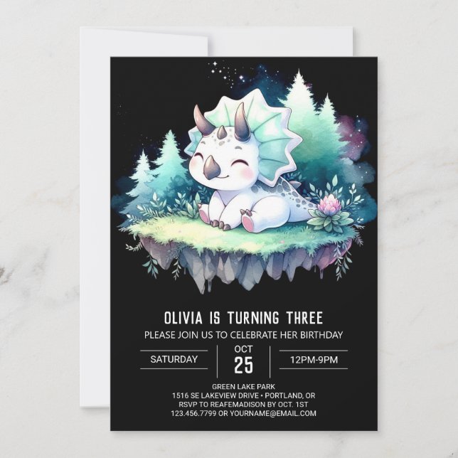 Invitation Fun Kids Triceratops Anniversaire (Devant)
