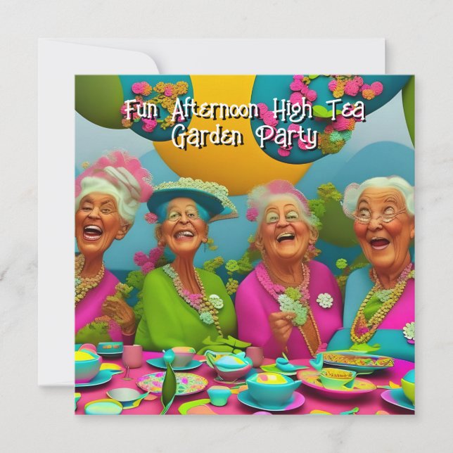 Invitation Fun Ladies Afnoon High Tea Garden Party 6 (Devant)