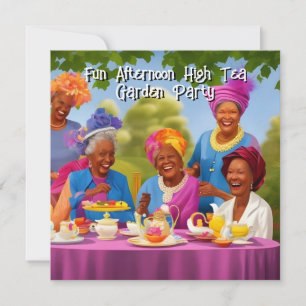 Invitation Fun Ladies Afnoon High Tea Garden Party ethnique