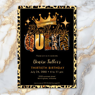 Invitation Fun Leopard Anniversaire Reine Trente Anniversaire
