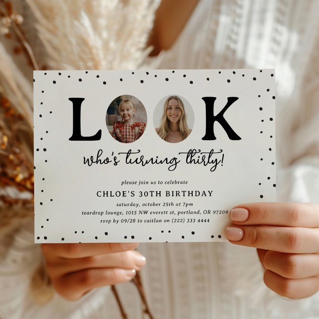Invitation Fun Look's Who's 30' 2 x photo 30th Birthday (Créateur téléchargé)