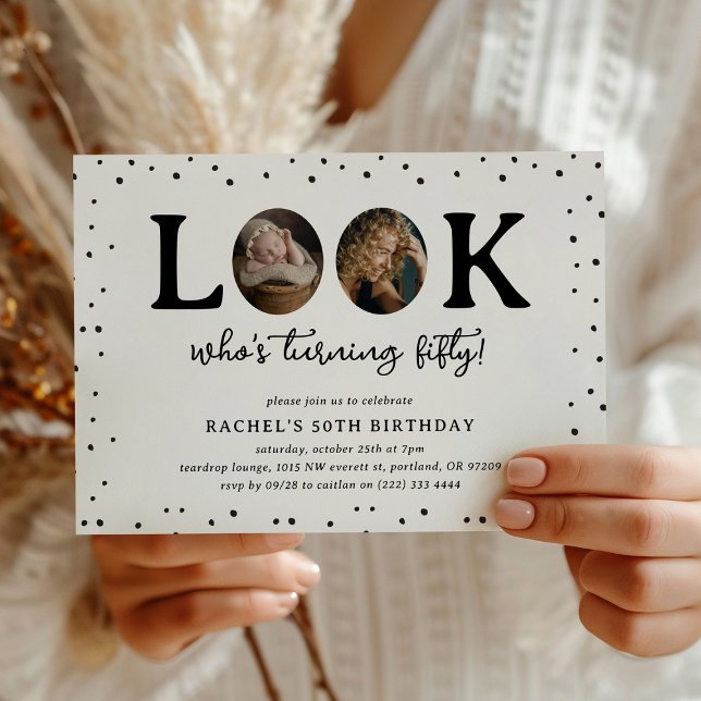Invitation Fun Look's Who's 50' 2 x photo 50th Birthday (Créateur téléchargé)