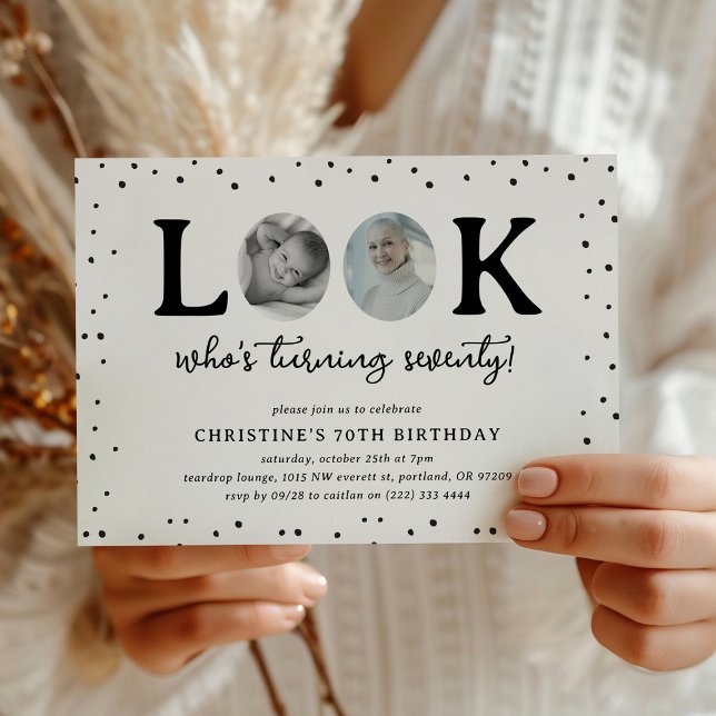 Invitation Fun Look's Who's 70' 2 x photo 70th Birthday (Créateur téléchargé)