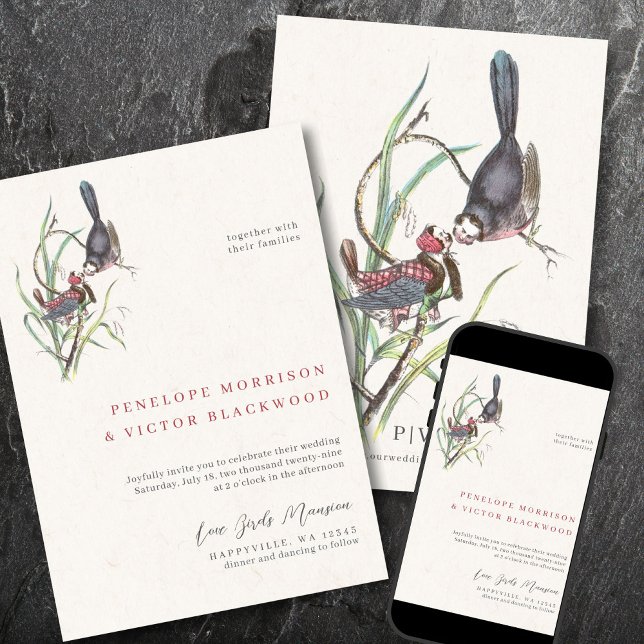 Invitation Fun Love Birds Wedding (Créateur téléchargé)