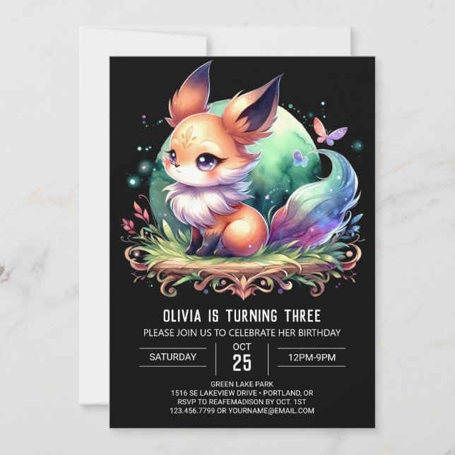 Invitation Fun Majestic Fox Anniversaire numérique (Devant)