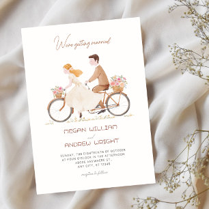 Invitation Fun mignon couple floral romantique dessiné à la m