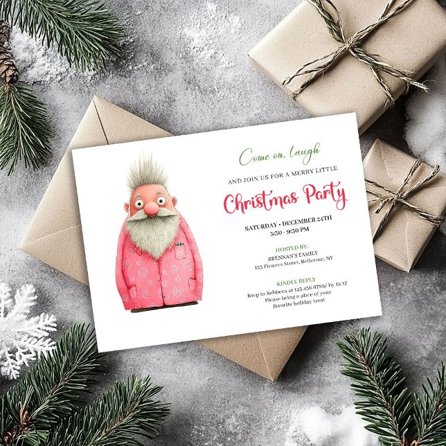 Invitation Fun Minimalist Quirky Santa Christmas Celebration (Fun Minimalist Quirky Santa Christmas Celebration)