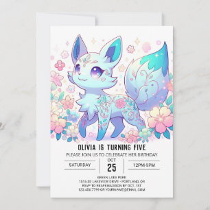 Invitation Fun Modern Fox Digital Anniversaire