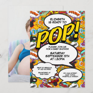 Invitation Fun Modern Ready to Pop Baby shower Comédie photo