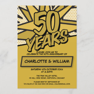 Invitation Fun moderne 50e anniversaire de Mariage d'or