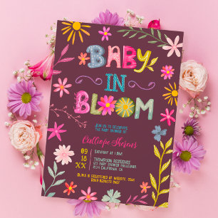Invitation Fun moderne whimsical fleuri bébé dans la douche f