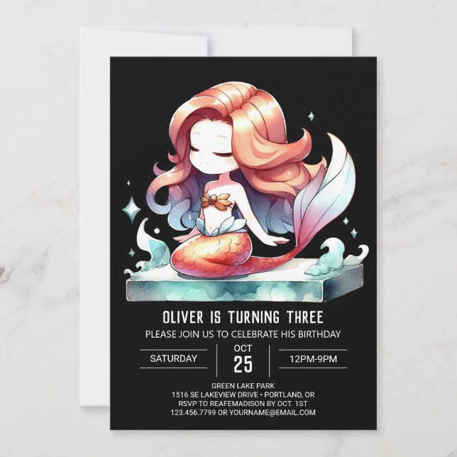 Invitation Fun numérique Sirène Anniversaire (Devant)