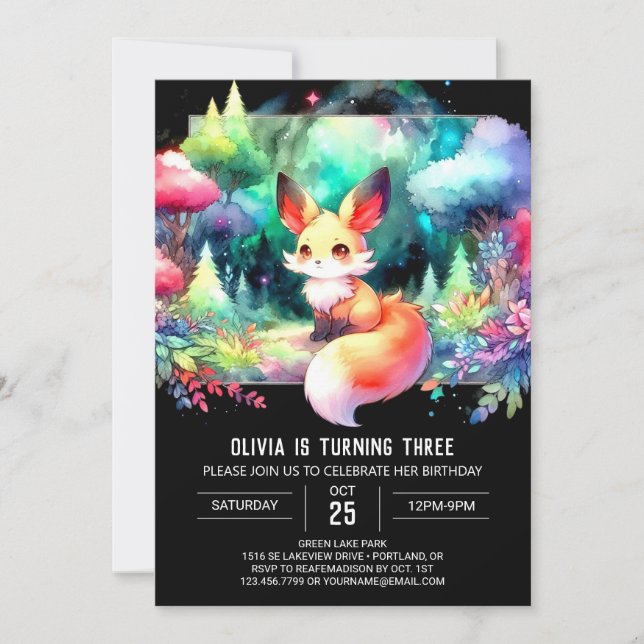 Invitation Fun Pastel Fox Anniversaire (Devant)