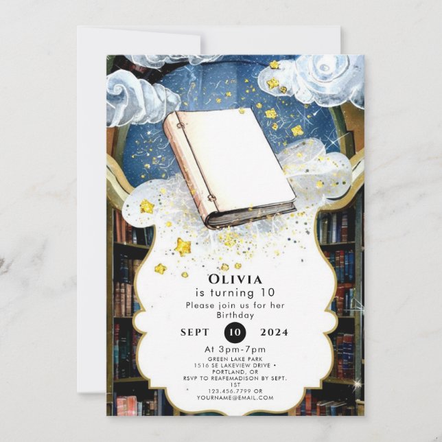 Invitation Fun Pastel Livre d'Histoire Personnalisé Anniversa (Devant)