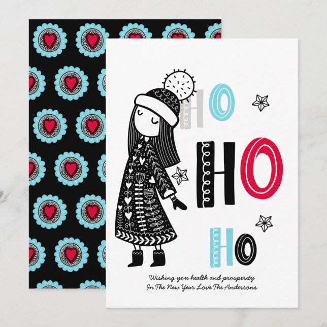 Invitation Fun personnalisé Scandinave moderne Noël (Devant / Derrière)