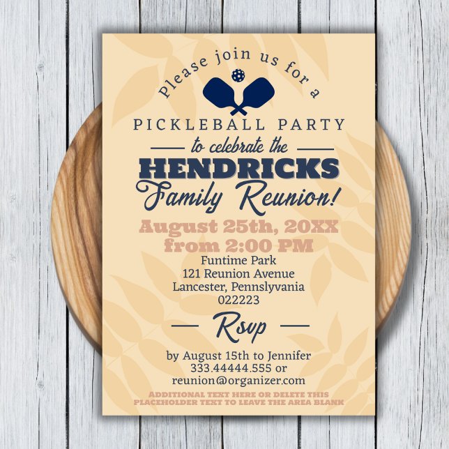 Invitation Fun pickleball thème Famille Réunion Enregistrer l (Pickleball themed Family Reunion Invitation)