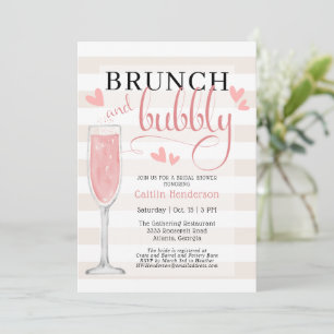 Invitation Fun Pink Brunch et Bubbly Fête des mariées Invitat