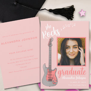 Invitation Fun Pink Script Graduate Photo Graduate Party