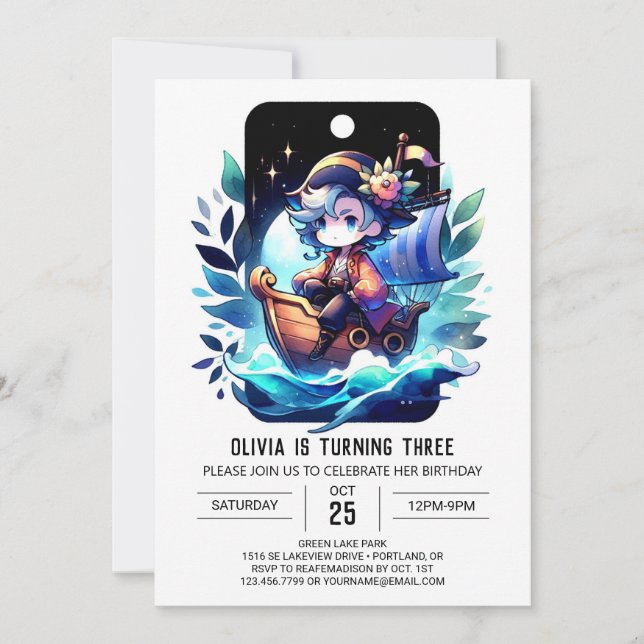 Invitation Fun Pirate moderne Anniversaire (Devant)