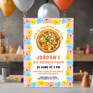 Invitation Fun Pizza Party Thème   Anniversaire de enfant col