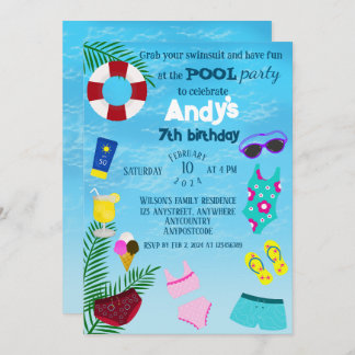 Invitation Fun Pool Anniversaire