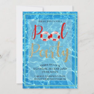 Invitation Fun Pool Party Water Thème