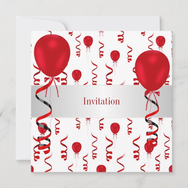 Invitation Fun Red Balloons Special Party Event (Devant)