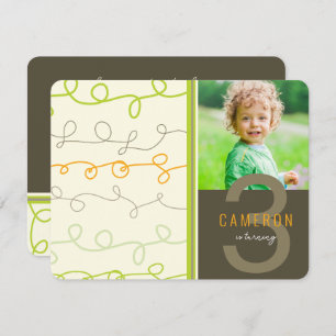 Invitation Fun Retro Art Scribbles Lines Anniversaire de enfa