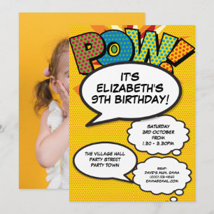 Invitation Fun Retro Comics Photo Anniversaire