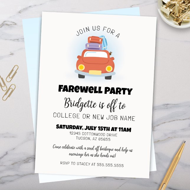 Invitation Fun Rétro Graduation Envoyer Adieu (Fun Farewell Party Invitation for Graduation Retirement New Job Promotion or any Goodbye Party )