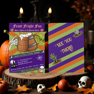Invitation Fun Retro Skeleton & Zombie Soirée d'Halloween