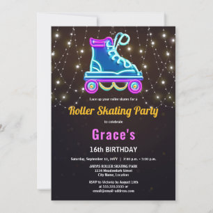 Invitation Fun Roller Sking fête d'anniversaire