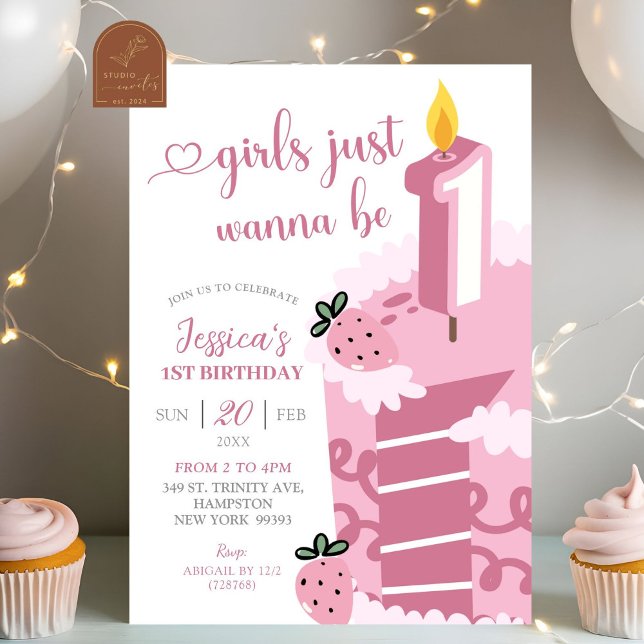 Invitation Fun Rose Girl veut juste être un anniversaire (Créateur téléchargé)
