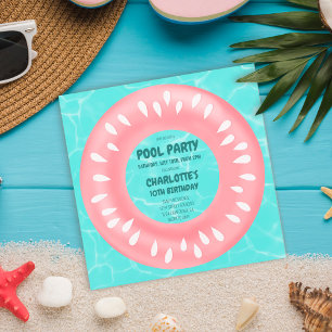 Invitation Fun rose pastèque flotteur piscine fête anniversai
