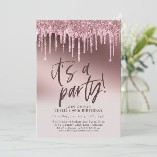 Invitation Fun Sixty C'est une fête Parties scintillant rose